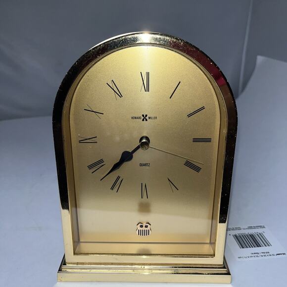Howard Miller Table/Desk Clock Quartz Brass/Gold 7.5" AA Battery Run Well - Picture 6 of 6